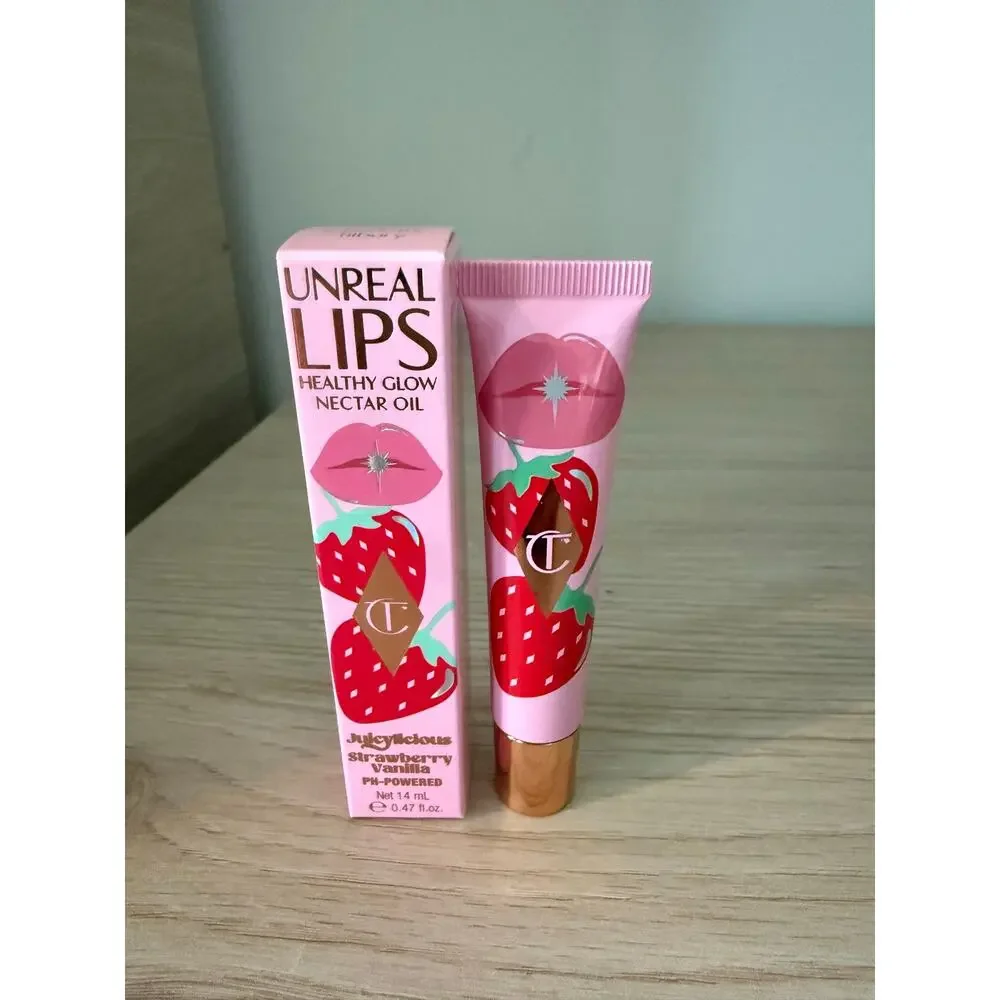 New Charlotte Tilbury Unreal Lips Glow Nectar Oil Juicylicious Strawberry Vanill